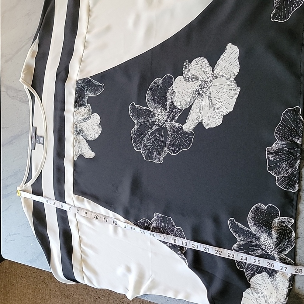 STYLE & CO Drop Shoulder Scoop Neck Floral Print Top Black and Off White sz L - Picture 6 of 9
